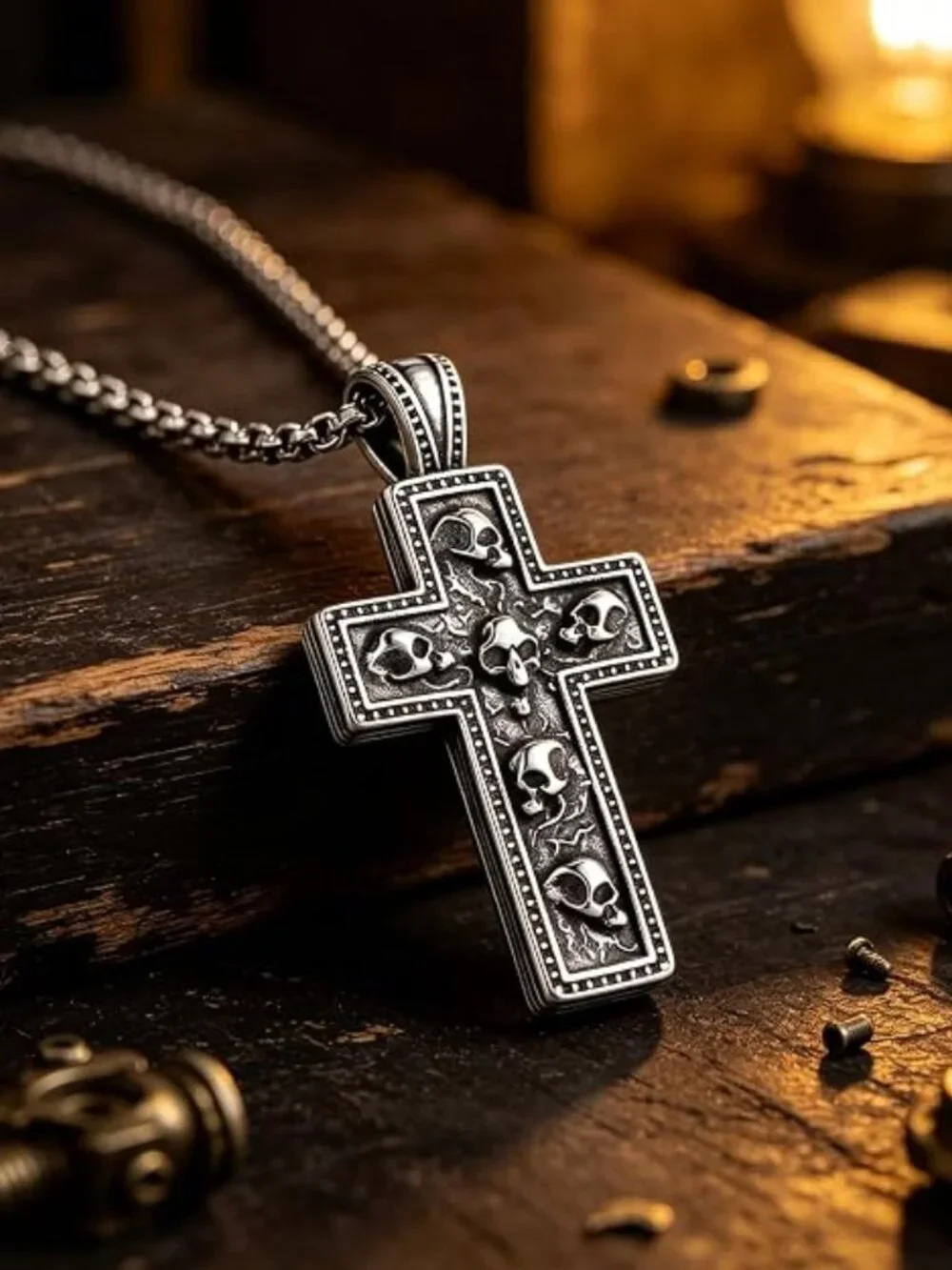 BRAND NEW Stainless Steel Gothic Cross Necklace for Men